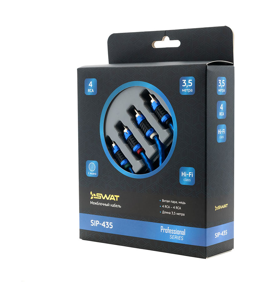 Купить межблочный кабель 4rca-4rca, 3,5 метра, витая пара, 2 экрана, медь, swat по цене  Низкие цены. Большой выбор. Доставка по всей России. Интернет-магазин в Москве. Только положительные отзывы!