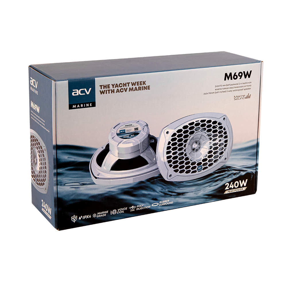 Купить влагостойкая акустика 6*9 240 вт acv m69w по цене  Низкие цены. Большой выбор. Доставка по всей России. Интернет-магазин в Москве. Только положительные отзывы!